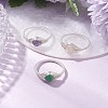 Horse Eye Natural Green Aventurine & Amethyst & Rose Quartz Finger Rings RJEW-JR00843-02-1