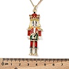 Alloy Enamel Christmas Nutcracker Pendant Necklaces NJEW-L048-01G-01-5