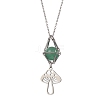 Natural Green Aventurine Interchangeable Holder Pendant Necklace for Women NJEW-JN04631-01-1