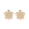 Brass Micro Pave Clear and Black Cubic Zirconia Turtle Links Connector Charms KK-T074-124G-1