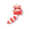 Glass Seed Beaded Cat Pendants PALLOY-MZ01020-01-1