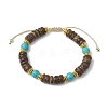 8mm Round Dyed Synthetic Turquoise & Natural Coconut Adjustable Braided Beads Bracelets for Women BJEW-JB10762-3