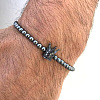 6mm Round Frosted Synthetic Non-magnetic Hematite Beaded Stretch Bracelets MB0554-6-1