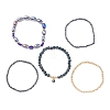 5Pcs 5 Style Glass & Lampwork Evil Eye Stretch Bracelets Set BJEW-JB09619-01-3