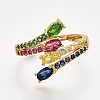 Adjustable Brass Micro Pave Cubic Zirconia Finger Rings RJEW-S044-017-2