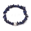 Natural Lapis Lazuli Chips Stretch Bracelets for Women BJEW-JB11343-10-2