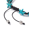 Synthetic Turquoise Starfish & Turtle Braided Bead Bracelet X-BJEW-TA00388-01-4