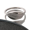 Textured Leaf 304 Stainless Steel Finger Ring for Women RJEW-L126-02B-P-3