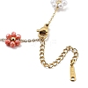 Glass and ABS Plastic Flower Link Chain Necklaces NJEW-H041-05G-01-3