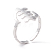 Non-Tarnish Fishbone Shape 304 Stainless Steel Cuff Ring for Women RJEW-B035-07P-2