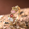 Oval & Horse Eye & Rectangle Brass with Colorful Cubic Zirconia Finger Rings FS-WGD0B16-04-5