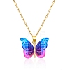 Butterfly Resin Pendant Necklaces PW-WGE549D-01-1