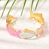 Ocean 304 Stainless Steel Enamel Fish Open Cuff Bangles for Women SA-CBA1A30-02A-G-1