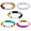 Chunky Curved Tube Beads Stretch Bracelets Set BJEW-SW00016-2