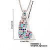 Brass Pave Colorful Cubic Zirconia Letter Pendant Box Chain Necklaces NU0575-38-1