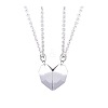 Non-Tarnish Valentine's Day Stainless Steel Magnetic Heart-shaped Couples Necklace Set with Peach Heart Pendant RE7695-1-1