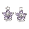 Brass Micro Pave Lilac Cubic Zirconia Charms KK-K427-13A-P-1