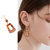 2 Pairs 2 Color Resin & Walnut Wood Trapezoid Dangle Earrings EJEW-SW00014-04-6