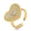 Rack Plating Brass Micro Pave Cubic Zirconia Cuff Finger Rings for Women RJEW-C114-17G-1