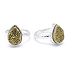 Electroplate Natural Druzy Quartz Crystal Finger Rings RJEW-I055-03P-RS-1