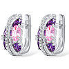 Platinum Teardrop Brass Micro Pave Cubic Zirconia Hoop Earrings FS-WG54F4B-02-2
