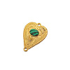 Stainless Steel Pave Synthetic Malachite Peach Heart Connector Charms PW-WG0EEB2-06-1