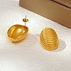 Geometric 304 Stainless Steel Stripe Oval Stud Earrings CQ0547-4