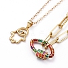 Pendant & Paperclip Chain Necklaces Set NJEW-JN02752-2