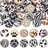 50Pcs 10 Styles Printed Round Silicone Focal Beads SIL-SP0001-25-1