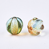 Two Tone Transparent Spray Painted Acrylic Corrugated Beads X-ACRP-T005-52-2
