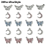 20Pcs 5 Styles Platinum Alloy Crystal Rhinestone Pendants ALRI-YW0001-22-2