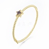 Cubic Zirconia Star Hinged Bangle BJEW-P276-06G-4