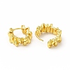 Rack Plating Brass Leaf Hoop Earrings for Women EJEW-H093-07G-2