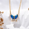 304 Stainless Steel Cubic Zirconia Butterfly Pendant Necklaces NJEW-Z057-05A-G-3