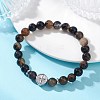 Round Natural Black Onyx Beads Stretch Bracelets BJEW-JB13665-1