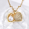 304 Stainless Steel Clear Cubic Zirconia Pendant Necklaces for Women NJEW-F334-01G-02-5