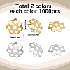 2000Pcs 2 Colors Multi-Petal Iron Bead Caps IFIN-SC0001-79-2