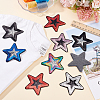 HOBBIESAY 24Pcs 6 Colors Star Cloth Sequin Patches PATC-HY0001-34-5