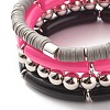 Synthetic Hematite & Polymer Clay Heishi Beads Stretch Bracelets Set BJEW-JB07446-4