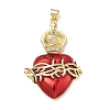Brass Cubic Zirconia & Enamel Pendants KK-L253-24G-04-1
