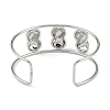 Non-Tarnish 304 Stainless Steel Wide Textured Open Cuff Bangles BJEW-Q348-05P-07-3