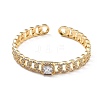 Clear Cubic Zirconia Curb Chain Shape Open Cuff Bangle BJEW-A123-06G-1