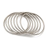 Non-Tarnish 7Pcs Vacuum Plating 202 Stainless Steel Plain Ring Bangle Sets BJEW-M317-16A-P-1