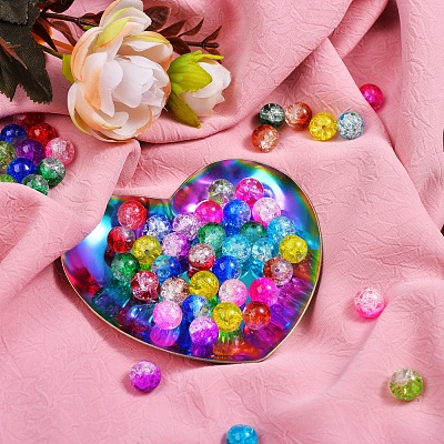 150Pcs 10 Colors Baking Paint Crackle Glass Bead Strands CCG-SZ0001-03-1