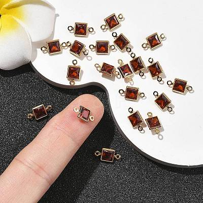 SHEGRACE Brass Pave Cubic Zirconia Square Connector Charms XGRQ2O364-440B-G-1
