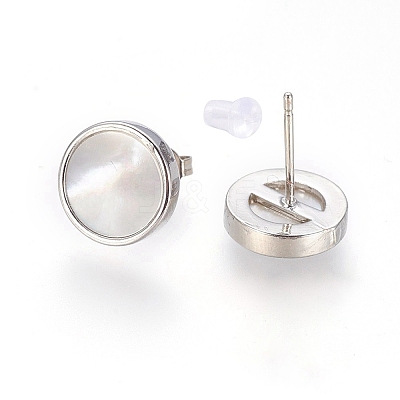 Brass Stud Earrings EJEW-E252-07-1