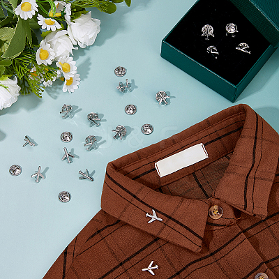 16Pcs Airplane Brooches JEWB-FH0002-34-1