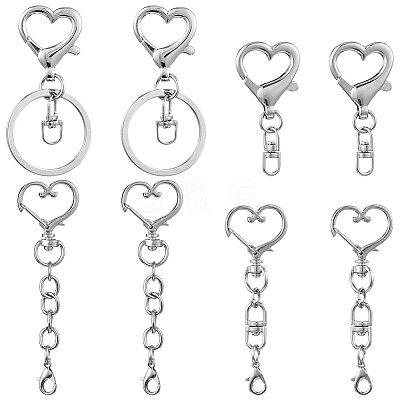 20Pcs 4 Styles Zinc Alloy Keychain Clasps FIND-SP0004-22-1