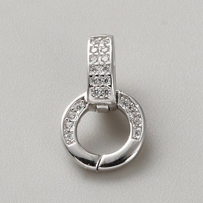 925 Sterling Silver Micro Pave Clear Clear Cubic Zirconia Twister Clasps STER-WH0008-81D-P-1