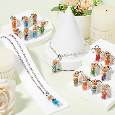 30Pcs Glass Bottle with Glass Seed Beads European Dangle Charms FIND-SC0012-99-1